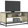 Image de vidaXL Meuble TV chêne sonoma 91x40x46 cm bois d'ingénierie et métal, banc TV, meuble hifi, centre de divertissement, buffet 848885