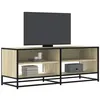 Image de vidaXL Meuble TV chêne sonoma 120,5x40x46cm bois d'ingénierie et métal, banc TV, meuble hifi, centre de divertissement, 848890