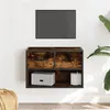 Image de vidaXL Meuble TV chêne fumé 60x31x39,5 cm bois d'ingénierie et métal, support TV, armoire média, console TV, meuble HiFi, 848911