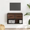 Image de vidaXL Meuble TV chêne brun 60x31x39,5 cm bois d'ingénierie et métal, support TV, armoire média, console TV, meuble HiFi, 848913