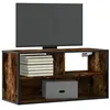 Image de vidaXL Meuble TV chêne fumé 80x31x39,5 cm bois d'ingénierie et métal, support TV, armoire média, console TV, meuble HiFi, 848926