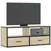 Image de vidaXL Meuble TV chêne sonoma 100x31x39,5cm bois d'ingénierie et métal, support TV, armoire média, console TV, meuble HiFi, 848930