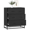 Image de vidaXL Buffet noir 68x35x76 cm bois d'ingénierie et métal, armoire de rangement, armoire de couloir, armoire latérale, 848969