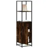 Image de vidaXL Buffet haut chêne fumé 35,5x35x139 cm bois d'ingénierie métal, armoire latérale, armoire de rangement haute, vitrine 849046