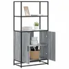 Image de vidaXL Buffet haut sonoma gris 68x35x139 cm bois d'ingénierie et métal, armoire latérale, armoire de rangement haute, 849052