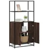 Image de vidaXL Buffet haut chêne marron 68x35x139 cm bois d'ingénierie métal, armoire latérale, armoire de rangement haute, vitrine 849053