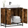 Image de vidaXL Armoire de lavabo de salle de bain chêne fumé 65x33x60 cm, meuble de lavabo de salle de bain, meuble de salle de 849266