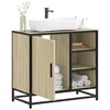 Image de vidaXL Armoire lavabo de salle de bain chêne sonoma bois d'ingénierie, meuble de lavabo de salle de bain, meuble de salle de 849285