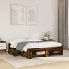 Image de vidaXL Cadre de lit chêne fumé 120x200 cm bois d'ingénierie, meubles de chambre à coucher, lit double, sommier, lit, cadre 3295482