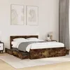 Image de vidaXL Cadre de lit avec tête de lit chêne fumé 140x200 cm, meubles de chambre à coucher, lit double, sommier, lit, cadre de 3295566