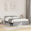 Image de vidaXL Cadre de lit avec tête de lit gris béton 120x200 cm, meubles de chambre à coucher, lit double, sommier, lit, cadre de 3295572