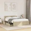 Image de vidaXL Cadre de lit avec tête de lit chêne sonoma 135x190 cm, meubles de chambre à coucher, lit double, sommier, lit, cadre 3295599