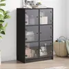 Image de vidaXL Buffet haut avec portes noir 68x37x109 cm bois d'ingénierie, armoire latérale, armoire de rangement haute, vitrine 3295851