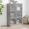 Image de vidaXL Buffet haut avec portes gris béton 68x37x109 cm bois ingénierie, armoire latérale, armoire de rangement haute, 3295853