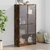 Image de vidaXL Buffet haut avec portes chêne fumé 68x37x142 cm bois ingénierie, armoire latérale, armoire de rangement haute, 3295861