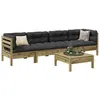 Image de Salon de jardin modulable vidaxl bois massif 5 pieces 63 x 63 x 62 cm 4 personnes