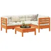 Image de Vidaxl Salon de jardin modulable - Lot de 5 pièces - Bois massif marron - 2 personnes - Table fixe