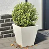 Image de vidaXL Jardinières 2 pcs blanc 30x30x30 cm acier, jardinière d'extérieur, boîte à fleurs, boîte de jardin, jardinière de 851041