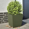 Image de vidaXL Jardinières 2 pcs vert olive 40x40x40 cm acier, jardinière d'extérieur, boîte à fleurs, boîte de jardin, jardinière 851059