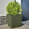 Image de vidaXL Jardinières 2 pcs vert olive 50x50x50 cm acier, jardinière d'extérieur, boîte à fleurs, boîte de jardin, jardinière 851073
