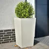 Image de vidaXL Jardinières 2 pcs blanc 45x45x75 cm acier, jardinière d'extérieur, boîte à fleurs, boîte de jardin, jardinière de 851097