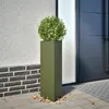 Image de vidaXL Jardinière vert olive triangulaire 30x26x75 cm acier 851149