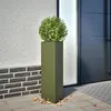 Image de vidaXL Jardinières 2 pcs vert olive triangulaire 30x26x75 cm acier, jardinière d'extérieur, boîte à fleurs, boîte de jardin, 851150