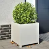 Image de vidaXL Jardinière blanc 50x50x50 cm acier, planteur, jardinière de patio, bac à fleurs, jardinière d'extérieur, boîte à 851214