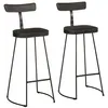 Image de Tabourets de bar lot de 2 noir 49x43x103cm bois manguier massif