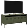 Image de vidaXL Meuble TV vert olive 101,5x39x43,5 cm acier laminé à froid, support TV, buffet TV, armoire hifi, banc TV, armoire en 851230