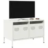 Image de vidaXL Meuble TV blanc 68x39x43,5 cm acier laminé à froid, support TV, buffet TV, armoire hifi, banc TV, armoire en métal, 851237
