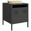 Image de vidaXL Table de chevet noir 35x39x43,5 cm acier, armoire, armoire latérale, support de téléphone, table de chevet, mobilier 851244