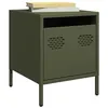 Image de vidaXL Tables de chevet 2 pcs vert olive 35x39x43,5 cm acier, armoire, armoire latérale, support de téléphone, table de 851253