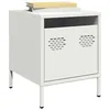 Image de vidaXL Table de chevet blanc 35x39x43,5 cm acier, armoire, armoire latérale, support de téléphone, table de chevet, mobilier 851254