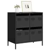 Image de vidaXL Buffet noir 68x39x73,5 cm acier laminé à froid, meuble de rangement, meuble de rangement de cuisine, meuble de 851256
