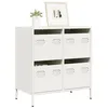 Image de vidaXL Buffet blanc 68x39x73,5 cm acier laminé à froid, meuble de rangement, meuble de rangement de cuisine, meuble de 851261