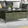 Image de vidaXL Table basse vert olive 101,5x50x43,5 cm acier laminé à froid 851272