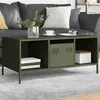 Image de vidaXL Table basse vert olive 101,5x50x43,5 cm acier laminé à froid 851278