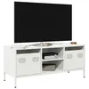 Image de vidaXL Meuble TV blanc 101,5x39x43,5 cm acier laminé à froid, support TV, buffet TV, armoire hifi, banc TV, armoire en 851303