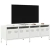 Image de Meuble TV blanc 135x39x43,5 cm acier laminé à froid
