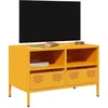 Image de Meuble TV jaune moutarde 68x39x43,5 cm acier laminé à froid