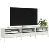 Image de vidaXL Meuble TV blanc 202x39x43,5 cm acier laminé à froid, support TV, buffet TV, armoire hifi, banc TV, armoire en métal, 851351
