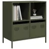 Image de vidaXL Buffet vert olive 68x39x73,5 cm acier laminé à froid, meuble de rangement, meuble de rangement de cuisine, meuble de 851362