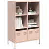 Image de vidaXL Buffet haut rose 68x39x103,5 cm acier, armoire à livres, armoire à livres moderne, étagère à livres, étagère et 851383