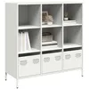 Image de vidaXL Buffet haut blanc 101,5x39x103,5 cm acier, armoire à livres, armoire à livres moderne, étagère à livres, étagère et 851393