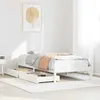 Image de vidaXL Cadre de lit avec tiroirs blanc 100x200 cm bois massif de pin, sommier, cadre de lit simple, cadre de lit en bois 3301433