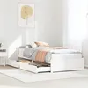 Image de vidaXL Cadre de lit avec tiroirs blanc 90x190 cm bois pin massif, sommier, cadre de lit simple, cadre de lit en bois massif 3301675