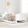 Image de vidaXL Cadre de lit avec tête de lit blanc 90x190cm bois de pin massif, meuble de chambre à coucher, sommier, lit en bois, 3301810