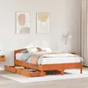 Image de vidaXL Cadre de lit et tête de lit cire marron 160x200 cm bois de pin, meuble de chambre à coucher, sommier, lit en bois, 3301823