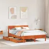 Image de vidaXL Cadre de lit et tête de lit cire marron 150x200 cm bois de pin, meuble de chambre à coucher, sommier, lit en bois, 3301865